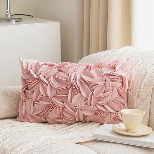 Internet celebrity ins style pink flower pillowcase high-value home good things office sofa pillow cushion