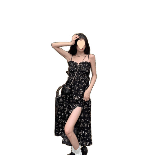 Women's Summer 2025 Fashion French Pure Desire Princess Style Floral Print Tank Top Dress and Cardigan Two-Piece Set