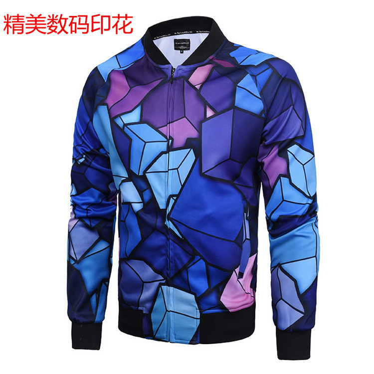 Source Clothing Factory Customized Multi-Element Combination Digital Printing Sublimation Zipper Casual Jacket White