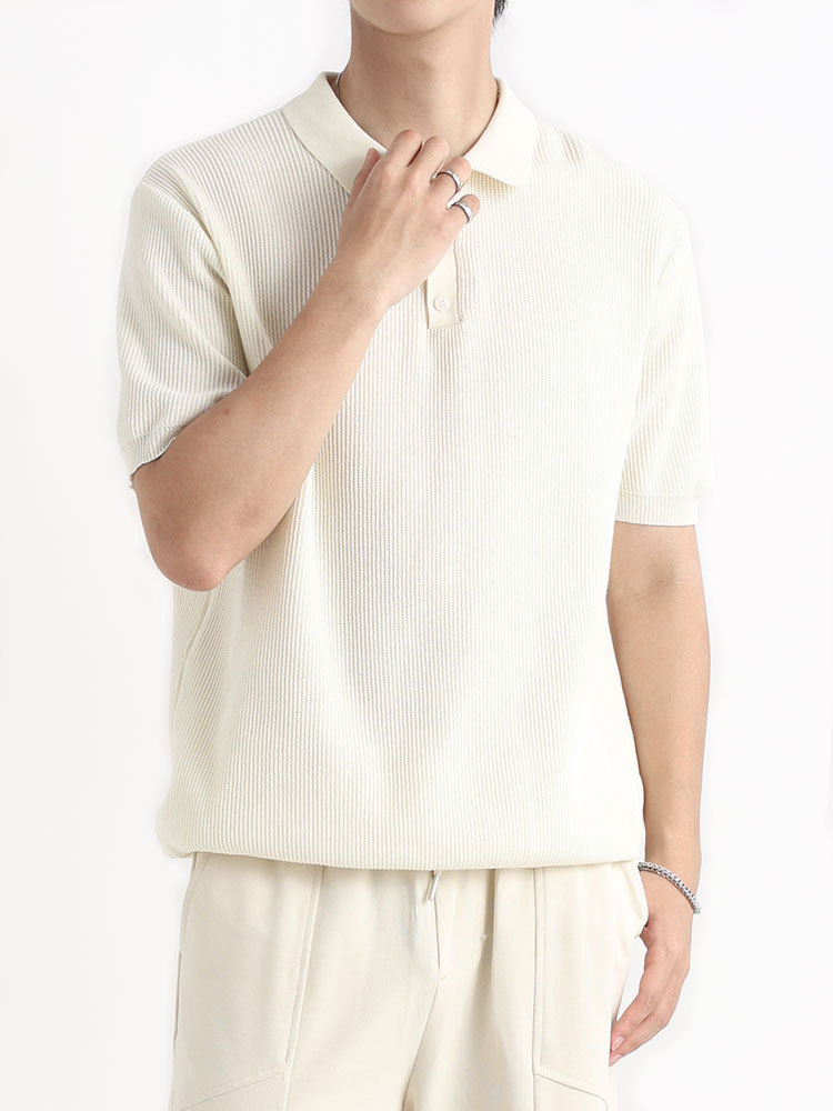 Polo de seda de hielo de hombre de manga corta hombre de verano lujoso ligero de alto nivel viejo estilo de dinero condujo camiseta de negocios ropa casual de hombre