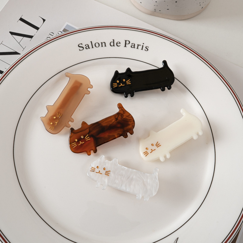 Cute cartoon kitten hairpin sweet girl student side bangs broken hair clip acrylic hair accessories wholesale