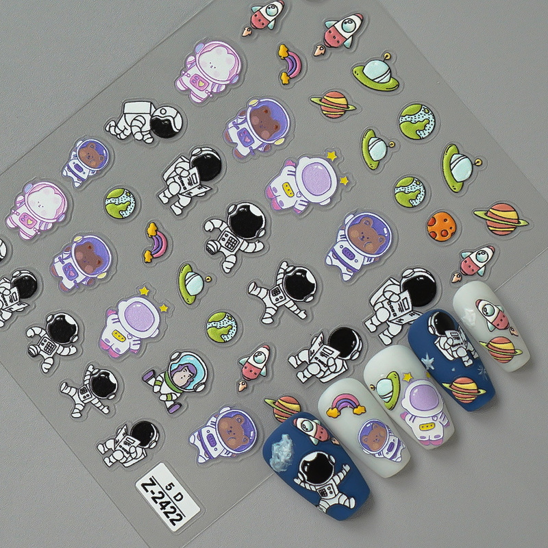 Cross-Border Popular Ins New 5D Embossed Cartoon Nail Art Stickers Cute Astronaut Stereo Nail Stickers Z2422 Cross-Border Popular Ins New 5D Embossed Cartoon Nail Art Stickers Cute Astronaut Stereo Nail Stickers Z2422