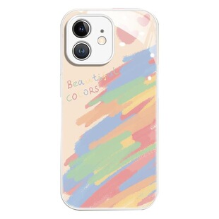 Painted iPhone13 Phone Case 12Pro Simple Advanced 8 Niche 14Promax Women's Glass 15 Protective Case