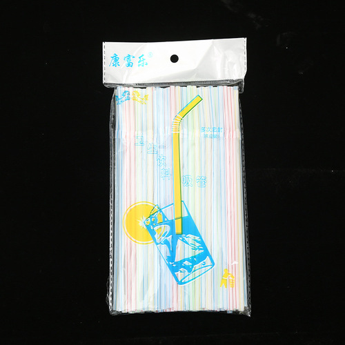 Creative handmade art straws disposable children's drinks colorful long straws whole package independent packaging elbow plastic