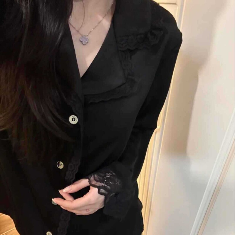 [in Stock] Pure Desire Lace Ice Silk Pajamas for Women with Chest Pads, Spring/Summer 2025 New Style Homewear Plus Size Set