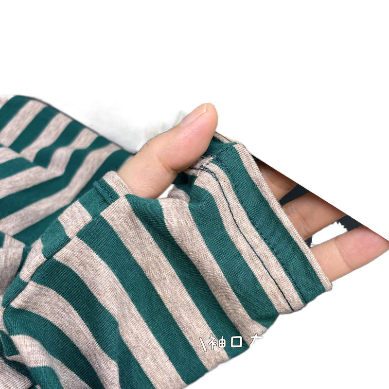 妊婦服秋冬保温授乳tシャツ産後月子期縞綿授乳底バッグ手袖上着|undefined