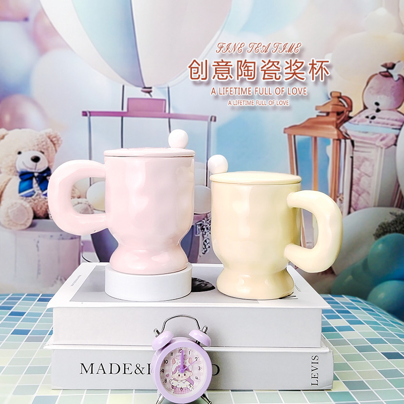不规则ins风创意石头纹陶瓷杯高颜值马克杯纯色水杯树杆把手杯新|undefined