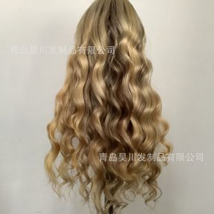 Custom real hair front lace headgear piano color headgear 13*4wave human wig source factory