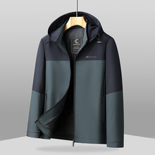 中老年男士秋装夹克中年商务休闲外套连帽春季防风户外宽松爸爸装