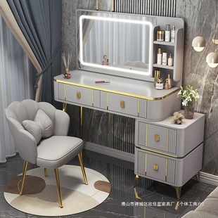 Italian Dressing Table 2025 New Bedroom Modern Simple Accessible Luxury Dressing Table Bedside Desk Mirror Cupboard Integrated