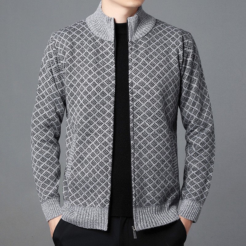 Rebeca transfronteriza medio suéter de cuello alto forrado de lana gruesa abrigo cálido otoño e invierno Nuevo suéter chaqueta de los hombres