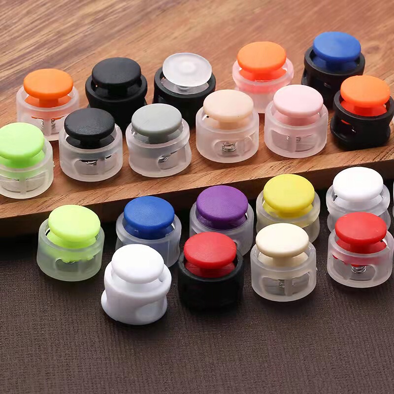 Bread Spring Buckle Lazy Shoelace Buckle Tie-Free Color Plastic Double Hole Press Non-Slip Shoelace Buckle Clothing