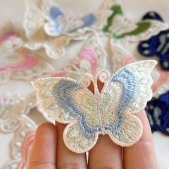 カラー蝶水溶刺繍布は花のパッチを貼っています。