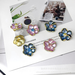 Retro style alloy oil drop flower earrings diamond pearl high niche design sense earrings wholesale decorative accessories