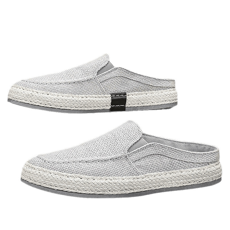 Tendencia de moda de todo fósforo de fondo plano, zapatillas casuales para hombres simples, zapatos perezosos coreanos casuales y transpirables de color sólido