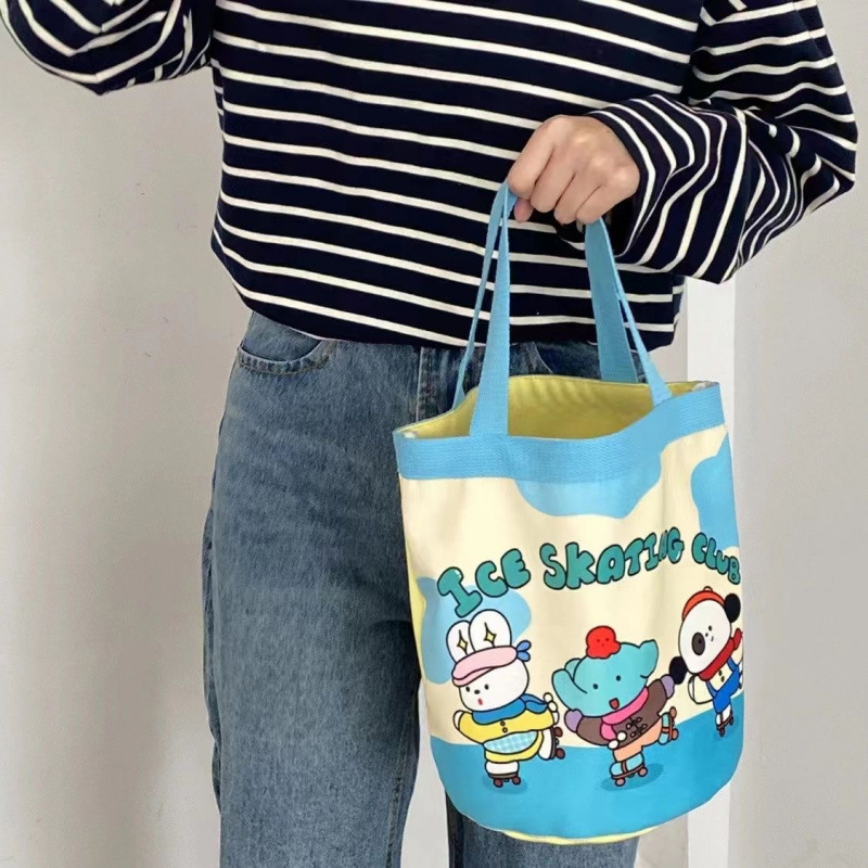 【ストア】かわいいイラストバケツポータブル韓国風ガールハートママランチバッグ仕事用小さなトートバッグ子供用|undefined