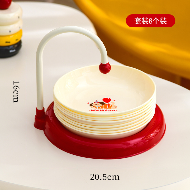 奶油风简约冰川纹家用吐骨碟套装餐桌垃圾收纳盘底座网红透明小盘|undefined