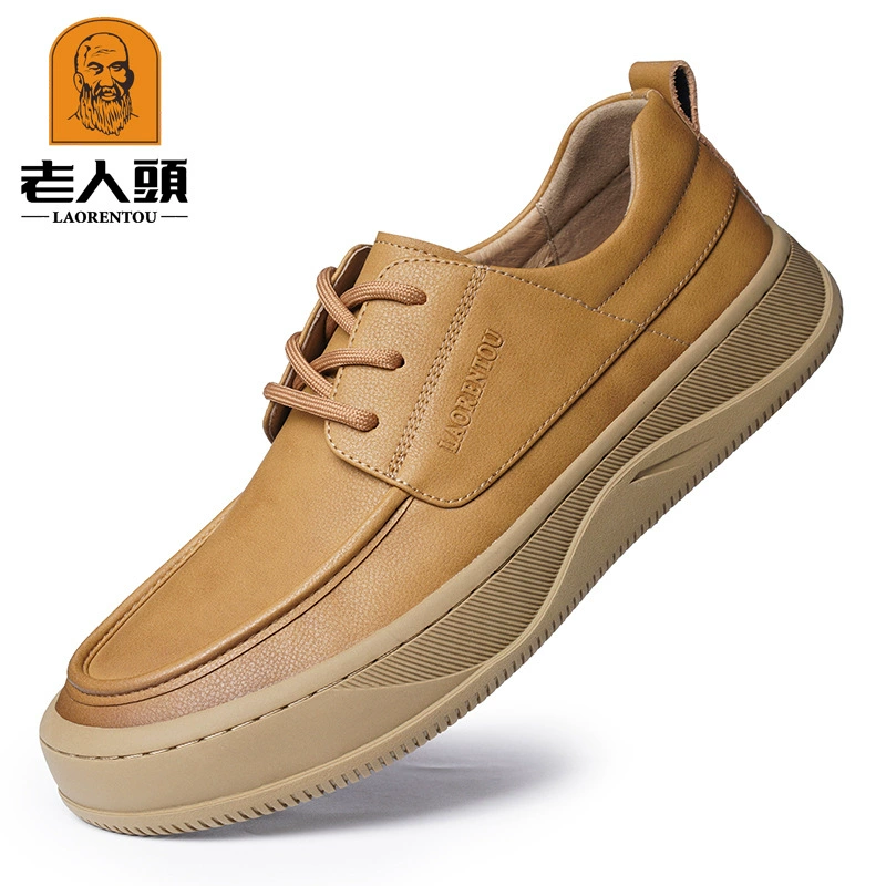 Старик голова новая повседневная кожаная обувь ретро шнуровка удобная износостойкая кожаная обувь на толстой подошве дикая наружная кожаная обувь 38706