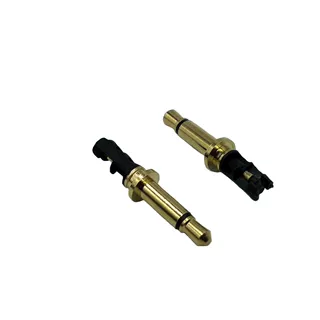 3.5MM 单声道音频插头 DC3.5*4.5*24.5MM 镀金冲盘音频线焊接插头