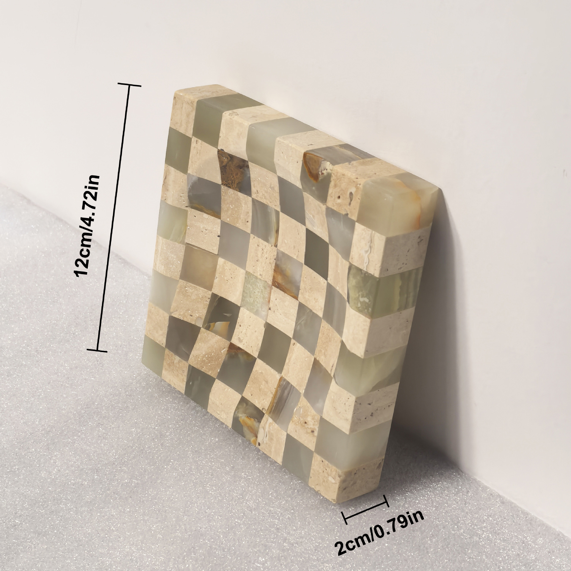 Temu Amazon vende bandejas de mármol natural con patrones de mosaico de bandejas de joyas empalmadas a cuadros