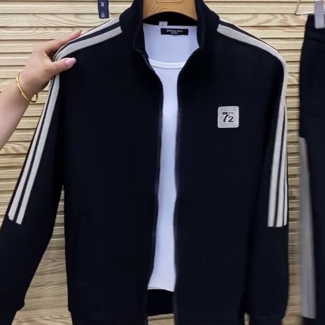 Traje deportivo informal para hombre, chaqueta, pantalones de pierna, pantalones de manga larga con cuello levantado, conjunto completo, primavera y otoño, 2024