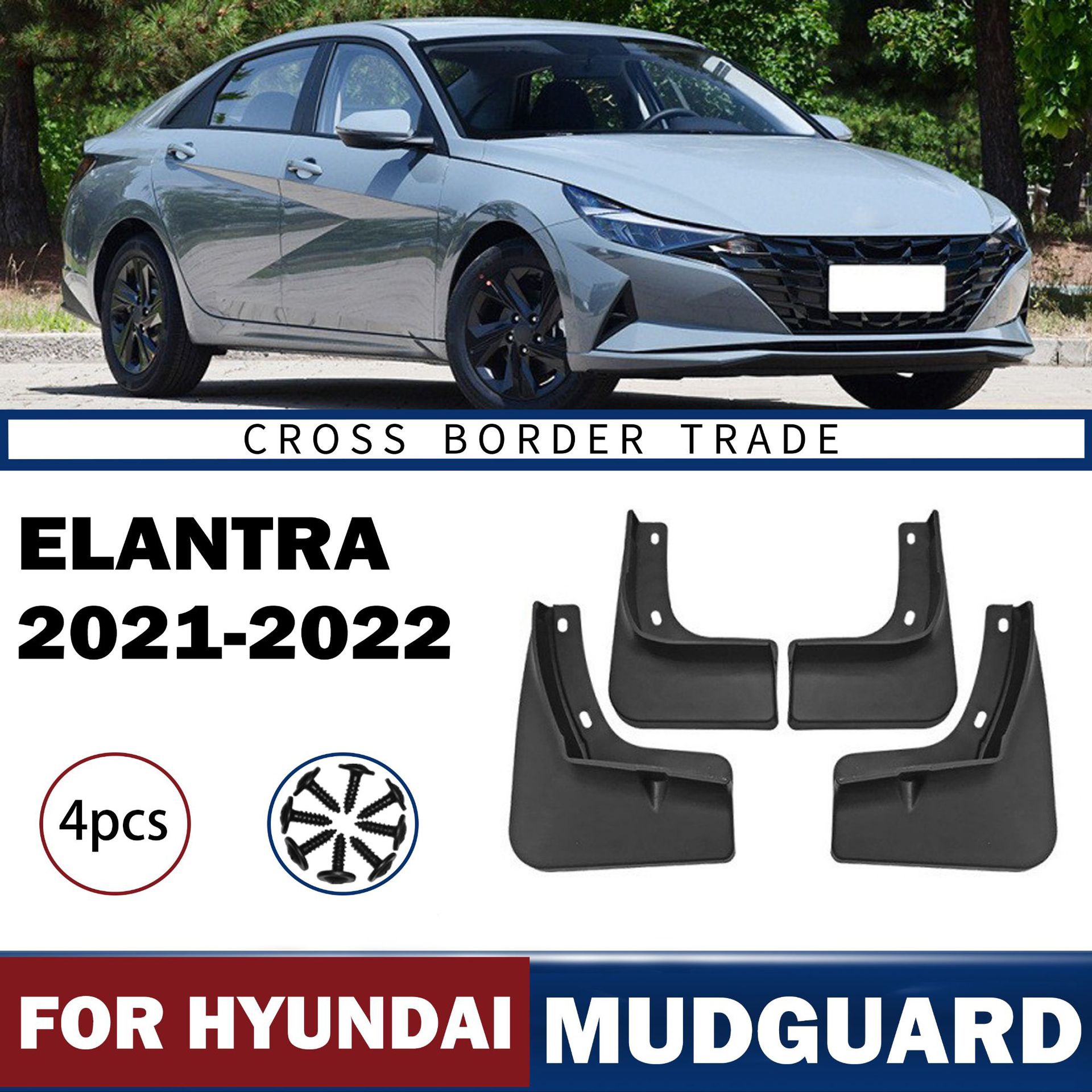 Hyundai Elantra 2021-2022 üçün palçıqlıq örtüyü, yumşaq rezin
