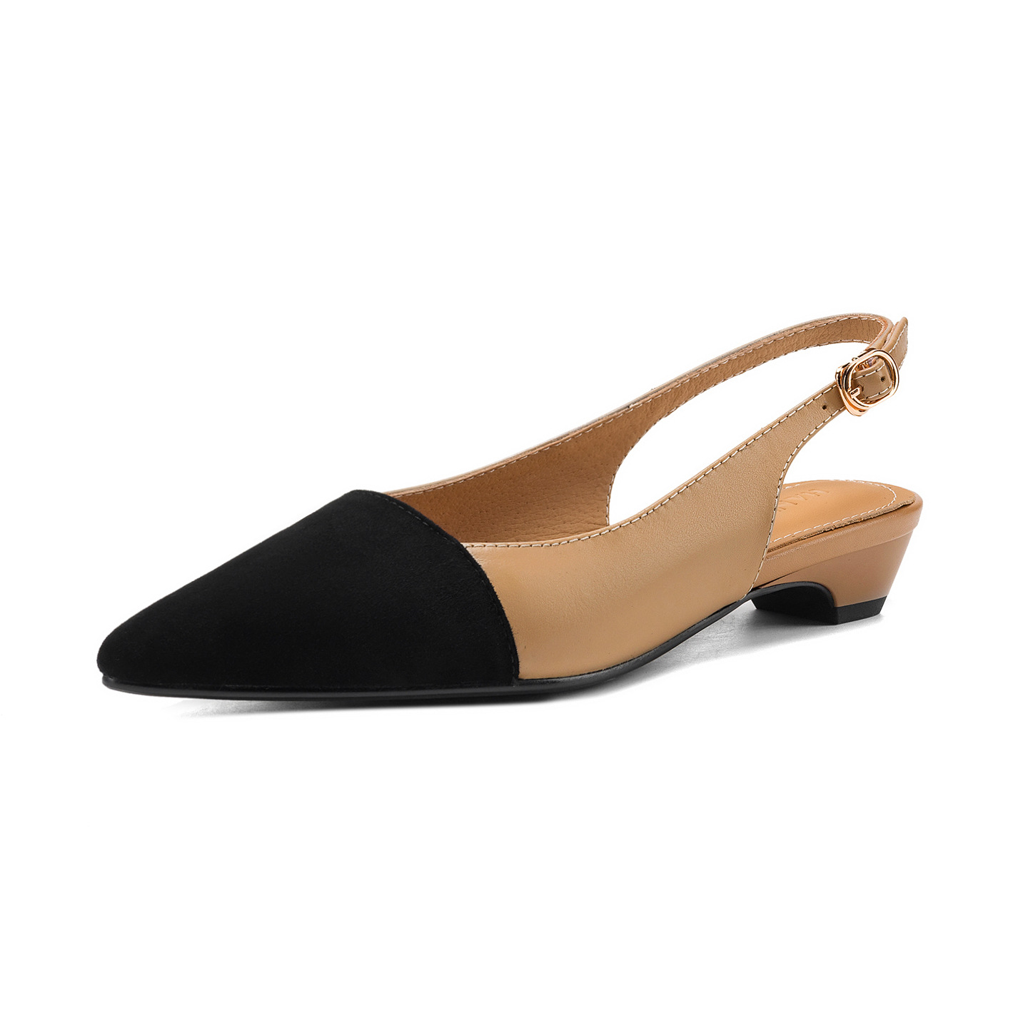 Sandal nữ gót thấp 2,5 cm mũi kín quai hậu phong cách tiểu hương — đen chi tiết 28