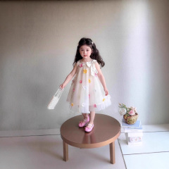 2025年夏季女童新款小仙女连衣裙超仙飘纱立体花朵纱裙无袖吊带裙
