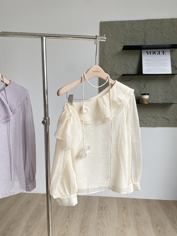 【Autumn New Arrival】演绎属于你的秋日风情#荷叶边斜肩衬衫|undefined