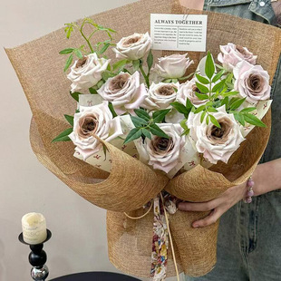 Colorful Linen Rolled Linen Cloth Packaging Paper Bouquet High-End Linen Slices Niche Flower Packaging Material Bouquet DIY Material