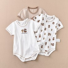 短袖爬服连体服哈衣薄竹节棉婴幼儿三角包屁衣出口日本A类厂家批