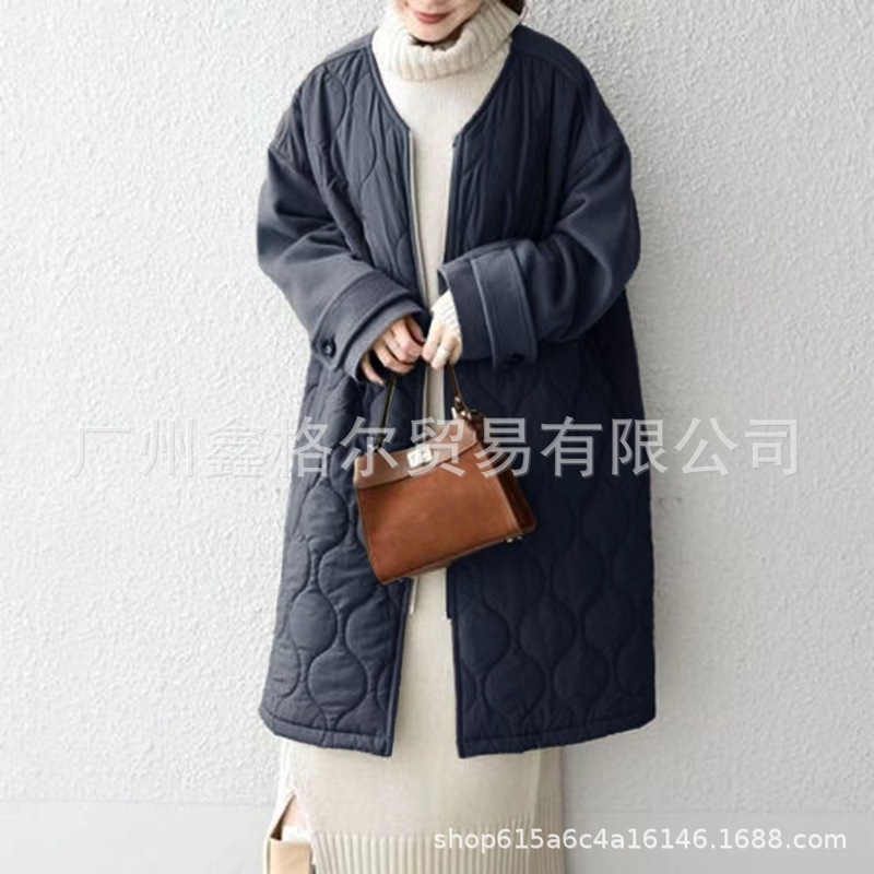2色在庫あり日本と韓国で人気の女性用多用途中綿ジャケット、カラーブロックミドル丈中綿ジャケット|undefined