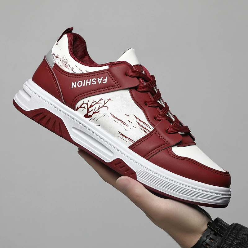 Мужская обувь Весенняя новая кожаная мужская доска обувь повседневная дикая удобная противоскользящая студенческая обувь мода маленькая красная обувь