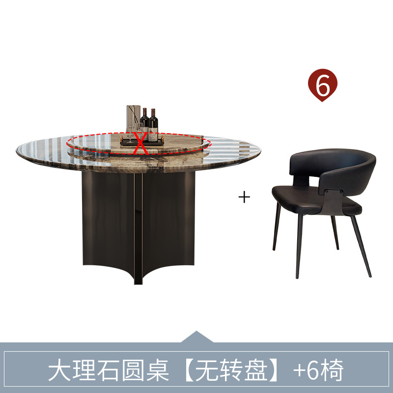 Mesa de Comedor Redonda de Mármol y Acero Inoxidable con Almacenamiento para Restaurante
