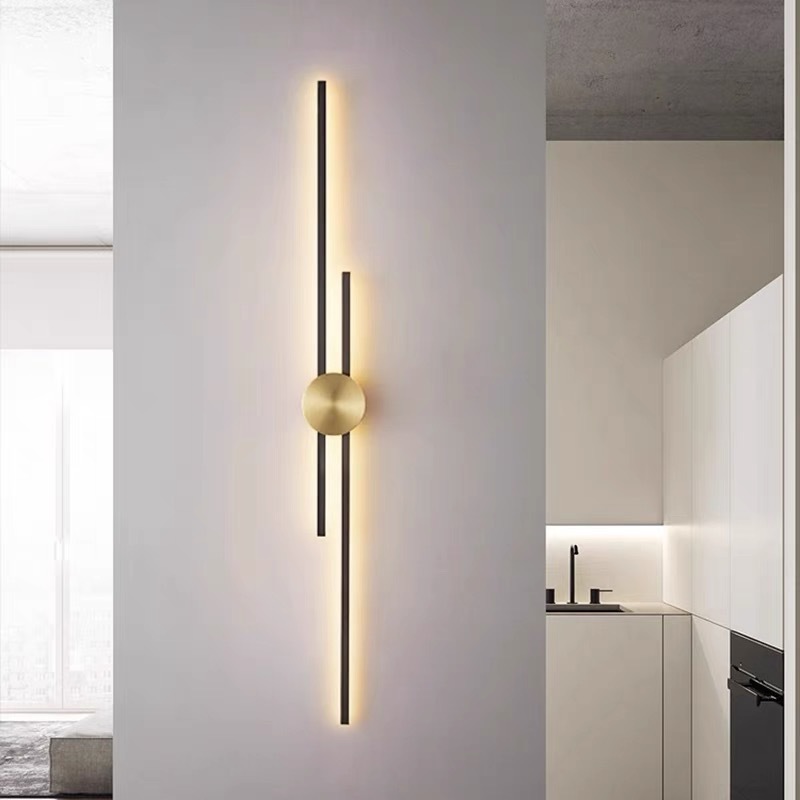 Sala de estar lámpara de pared de banda larga simple TV de fondo pared de pared decoración de lámpara de pared de cabecera de dormitorio superior lujoso interior