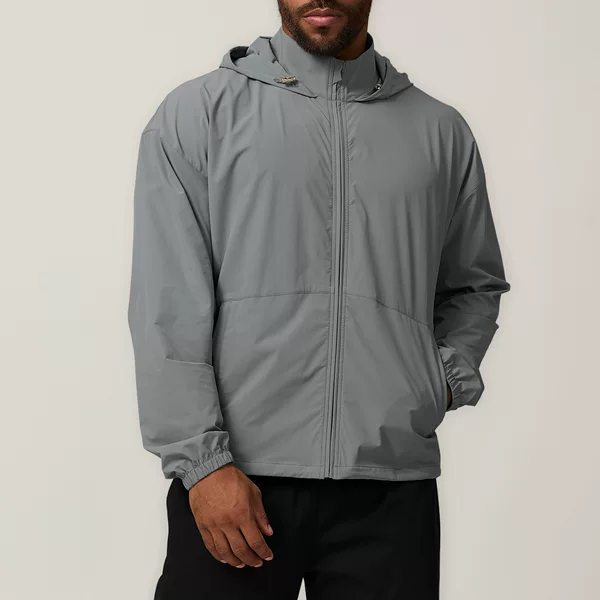 Men's Sun-proof Anti-splashing Anti-wrinkle Zipper Hooded Casual Sports Jacket 1053