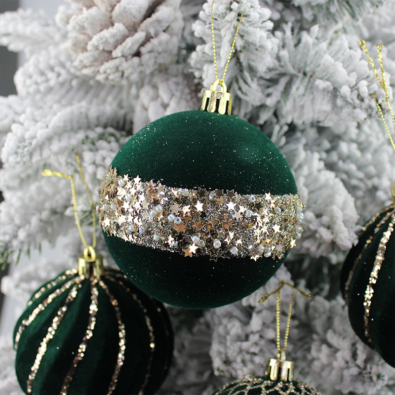 Flocked Navidad Bolas de Navidad Bolas de Navidad Colgante de árbol de Navidad Accesorios de Navidad Colgante de decoración de Navidad