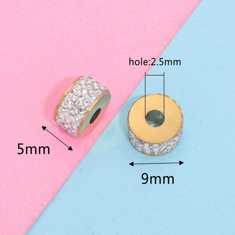 10 Stück/Paket Durchmesser 7 Mm Durchmesser 9mm Loch 2~2.9mm Rostfreier Stahl Zirkon Runden Poliert Distanzstangen display picture 4