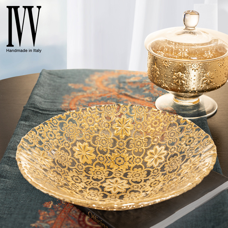 Imported Italian Ivv Arabian Handmade Lead-Free Crystal Scandinavian Household Snack Bowl Salad Bowl Fruit Plate