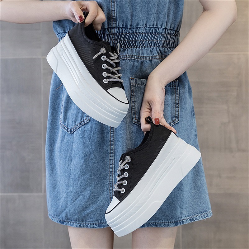 Giày sneaker nữ đế dày lưới thoáng khí tăng chiều cao mùa hè 2026 — M2227 Cam, M2227 Đen, M2227 Trắng