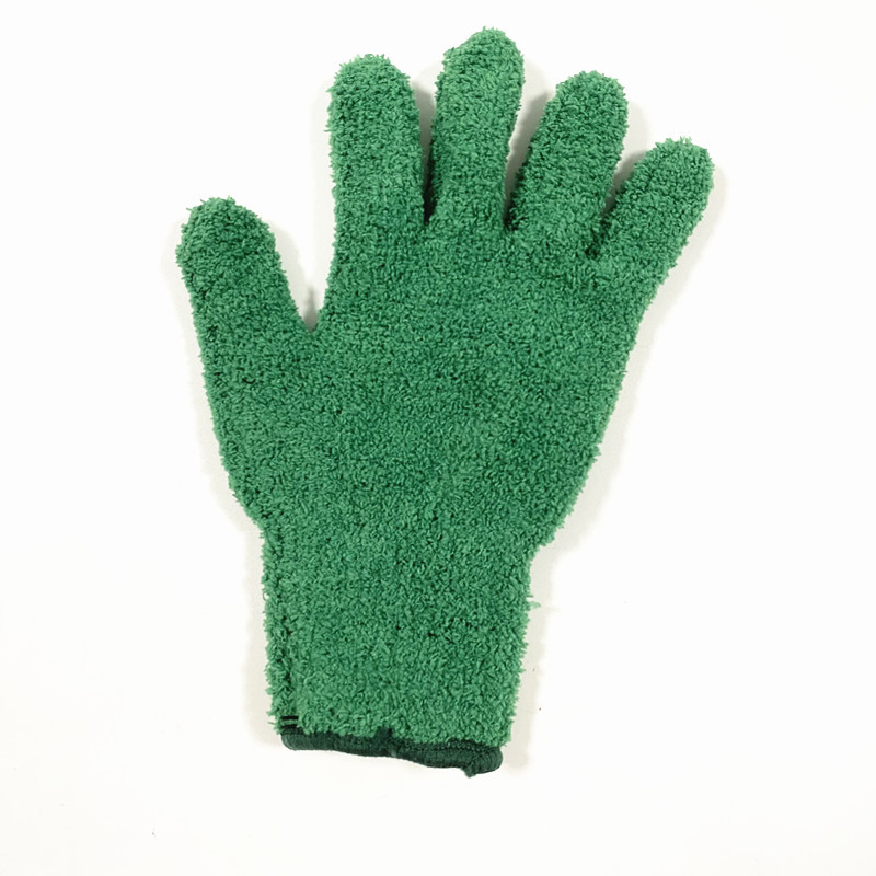 Guantes de polvo de fibra ultra fina guantes de coral guantes de lavado de coche limpieza color sólido de cinco dedos del hogar absorbente guantes de pelo seco