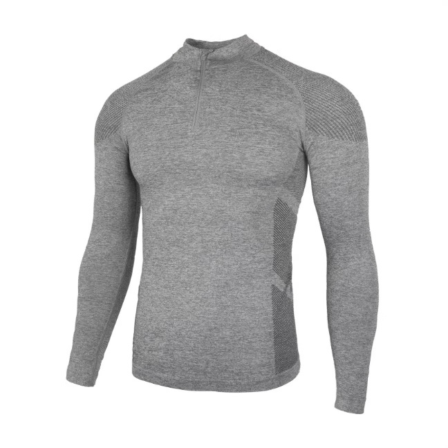 American Seamless Jacquard Zipper Training Fitness Outdoor Strong Base Shirt Sports Quick-drying Slim-fit Long-sleeved T-shirt