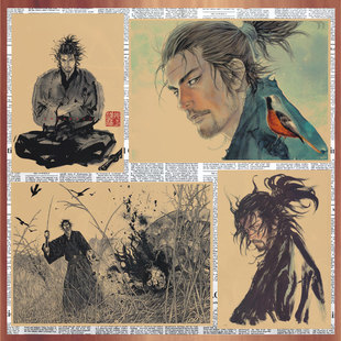 Japanese-style anime Longkexing retro Kraft paper poster Yukihiko Inoue Bar Cafe Decorative Wall Painting 467