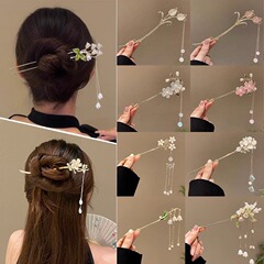 女性用花かんざし、高級タッセルかんざし、古代風漢服ヘアアクセサリー、新しい中国風かんざし、新しいヘッドドレス