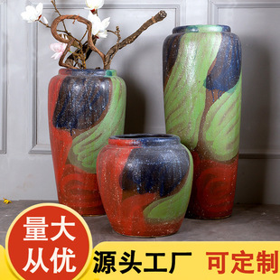 Jingdezhen Ceramic Retro Floor Vase European-style Soft Decorations Chinese-style Home Furniture Large Ornaments