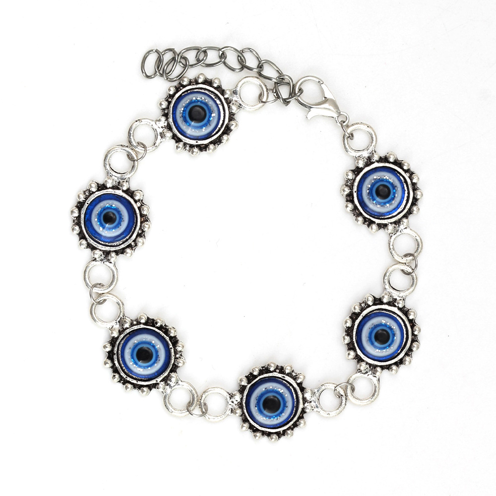 10g Weight Bracelets Classification Alloy Chain Material 1 Piece Quantity Holiday, Daily Occasion Alloy, glass Material Devil's Eye Pattern Women's Gender Patchwork Design Simple Style Style Simple Style Devil's Eye Alloy Glass Wholesale Bracelets 12