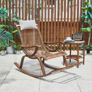 Rattan-weaving Rocking Chair Lazy Sofa Casual Home Leisure Chair Living Room Outdoor Balcony Single Sofa Chair Recliner for the Elderly