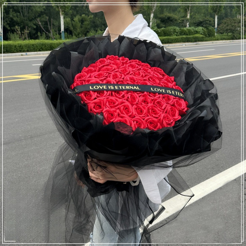 朵粉玫瑰花束纪念日生日惊喜情人节花束送女生永生花|undefined
