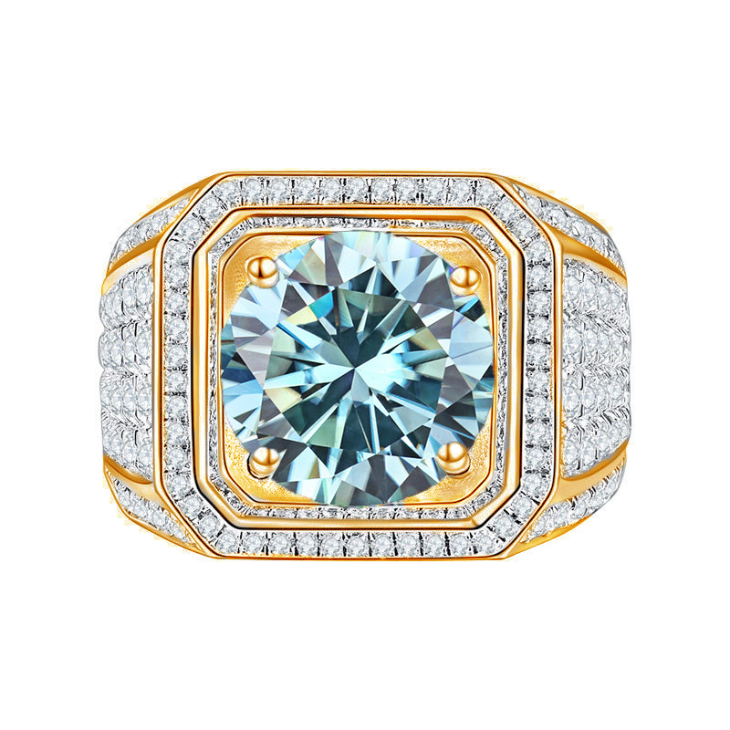 5 quilates de plata esterlina 925 color D anillo de piedra de mozanita para hombre europeo y americano anillo de novio chapado en oro pt950