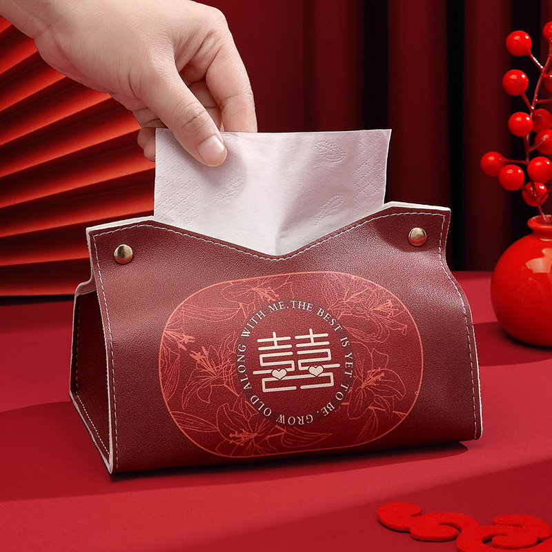 Nuevo estilo chino caja de dibujo creativa boda rojo caja de dulces de boda caja de almacenamiento celebración caja de pañuelos dormitorio de coche